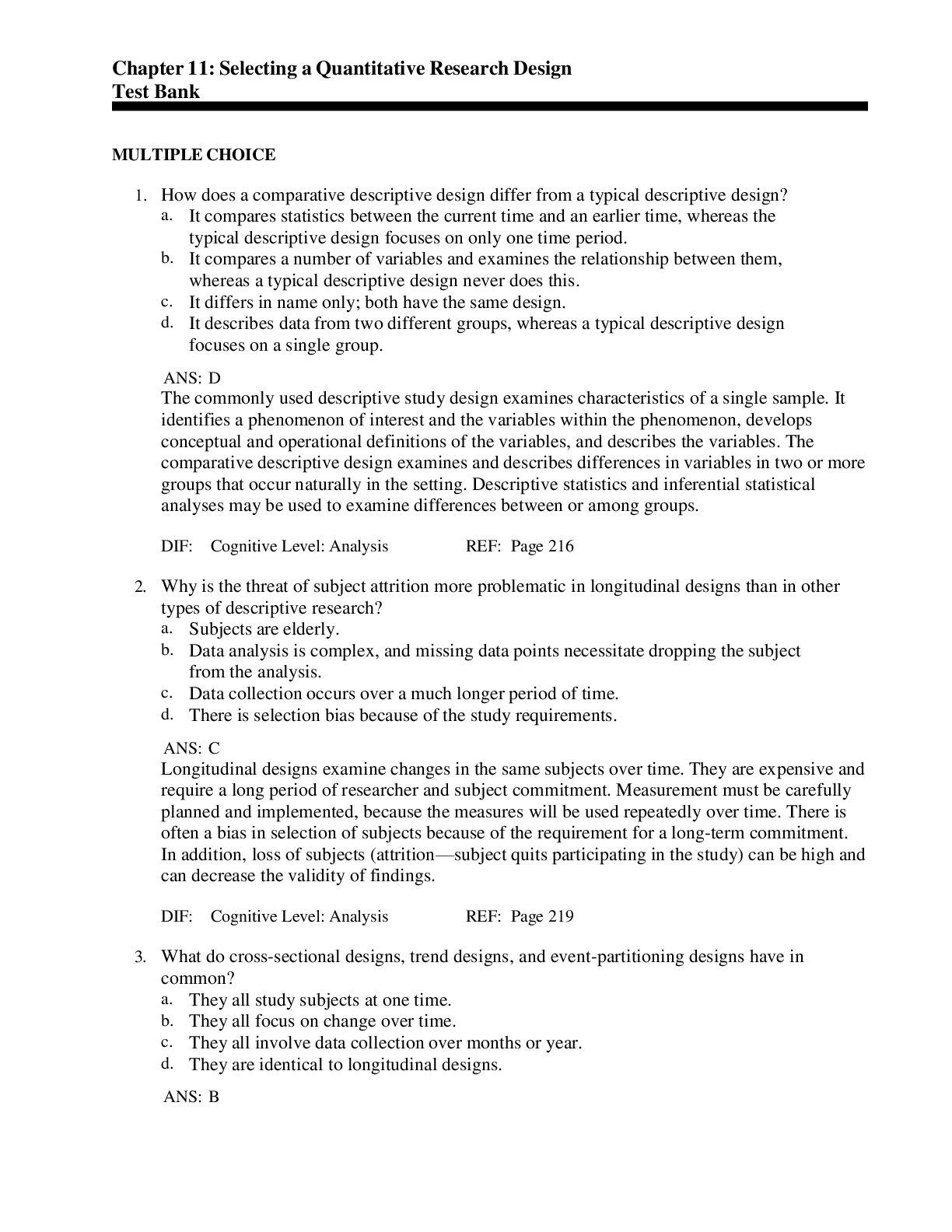 Preview image for NURS 500 - Chapter 11: Selecting a Quantitative Research Design Test Bank